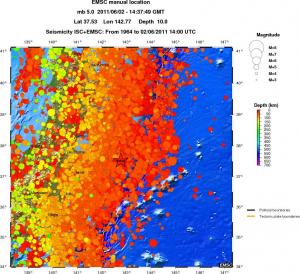 regional depth historical seismicity