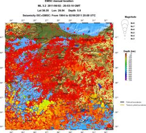 regional depth historical seismicity