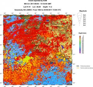 regional depth historical seismicity