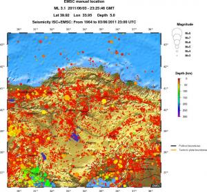 regional depth historical seismicity