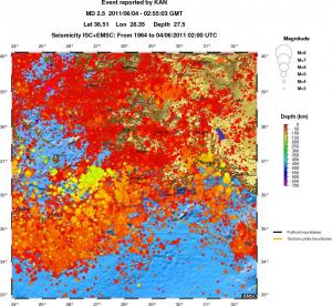 regional depth historical seismicity