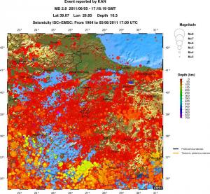 regional depth historical seismicity