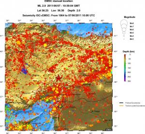 regional depth historical seismicity