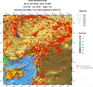 regional depth historical seismicity