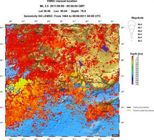 regional depth historical seismicity