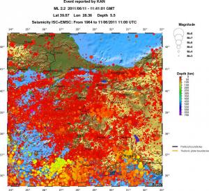regional depth historical seismicity