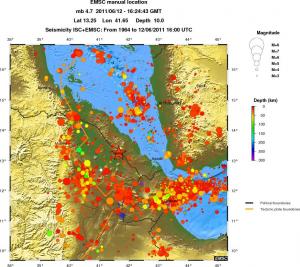 regional depth historical seismicity