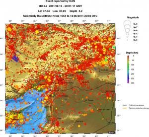 regional depth historical seismicity