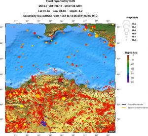 regional depth historical seismicity