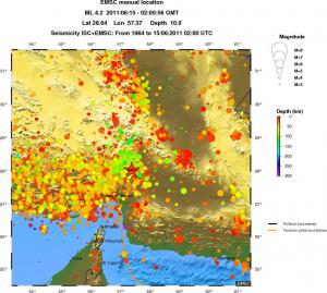 regional depth historical seismicity