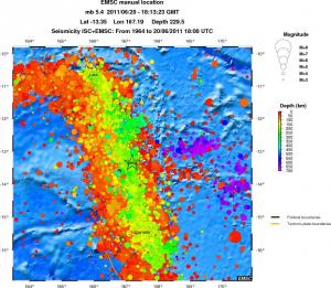 regional depth historical seismicity