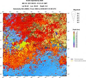 regional depth historical seismicity