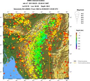 regional depth historical seismicity