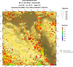 regional depth historical seismicity