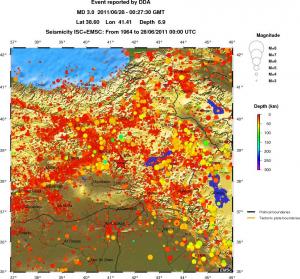 regional depth historical seismicity