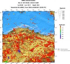 regional depth historical seismicity