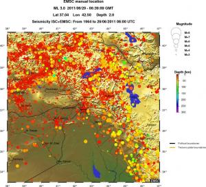 regional depth historical seismicity