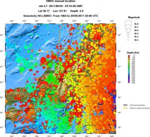 regional depth historical seismicity