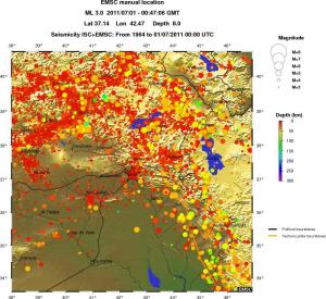 regional depth historical seismicity