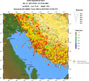 regional depth historical seismicity