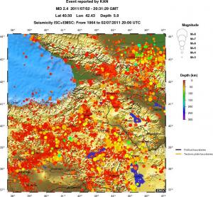 regional depth historical seismicity