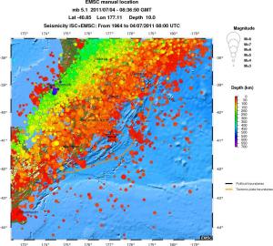 regional depth historical seismicity