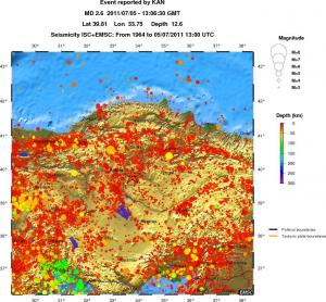 regional depth historical seismicity