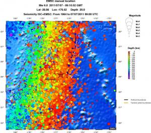 regional depth historical seismicity