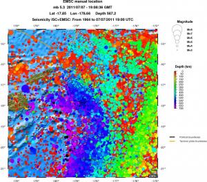 regional depth historical seismicity