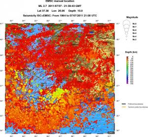 regional depth historical seismicity