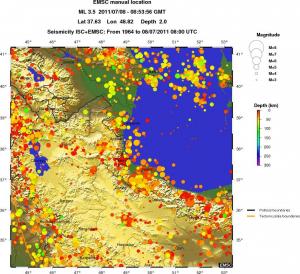 regional depth historical seismicity