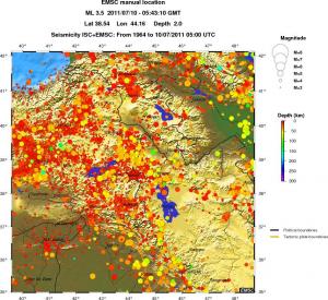 regional depth historical seismicity
