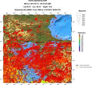 regional depth historical seismicity