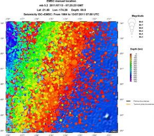 regional depth historical seismicity