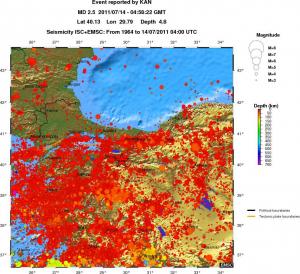 regional depth historical seismicity