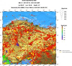 regional depth historical seismicity