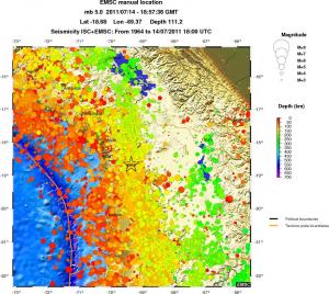 regional depth historical seismicity