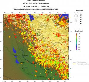 regional depth historical seismicity
