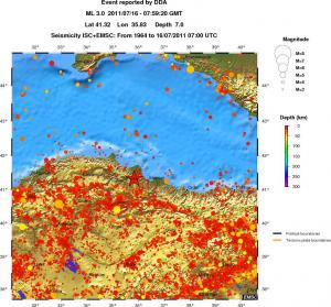 regional depth historical seismicity