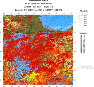 regional depth historical seismicity