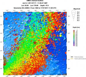 regional depth historical seismicity