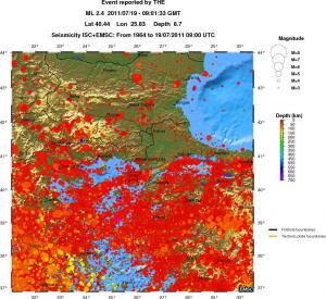regional depth historical seismicity