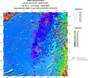 regional depth historical seismicity