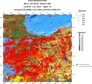 regional depth historical seismicity