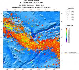 regional depth historical seismicity
