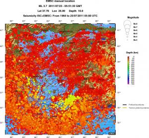 regional depth historical seismicity
