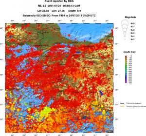 regional depth historical seismicity