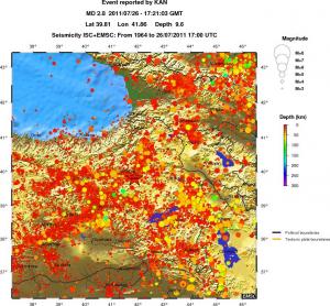 regional depth historical seismicity