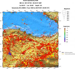 regional depth historical seismicity
