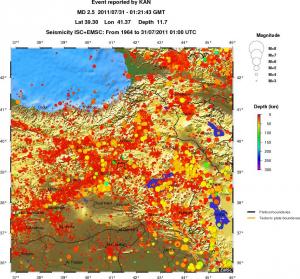 regional depth historical seismicity